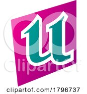 Poster, Art Print Of Magenta And Green Distorted Square Shaped Letter U Icon