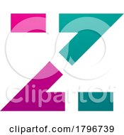 Poster, Art Print Of Magenta And Green Dotted Line Shaped Letter Z Icon