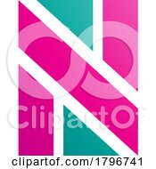 Poster, Art Print Of Magenta And Green Rectangle Shaped Letter N Icon