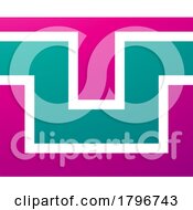 Poster, Art Print Of Magenta And Green Rectangle Shaped Letter U Icon