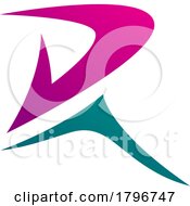 Poster, Art Print Of Magenta And Green Pointy Tipped Letter R Icon