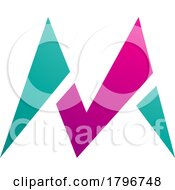 Poster, Art Print Of Magenta And Green Pointy Tipped Letter M Icon