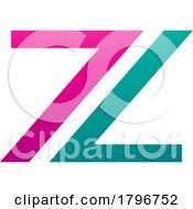 Poster, Art Print Of Magenta And Green Number 7 Shaped Letter Z Icon