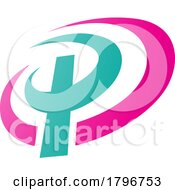 Magenta And Green Oval Shaped Letter P Icon