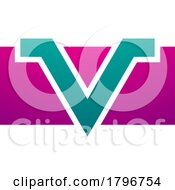 Poster, Art Print Of Magenta And Green Rectangle Shaped Letter V Icon