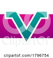 Magenta And Green Rectangle Shaped Letter V Icon