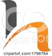 Poster, Art Print Of Orange And Black Letter H Icon With Round Spiky Lines