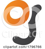 Poster, Art Print Of Orange And Black Letter G Icon With Soft Round Lines