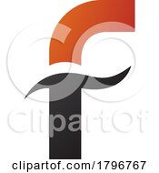 Poster, Art Print Of Orange And Black Letter F Icon With Spiky Waves