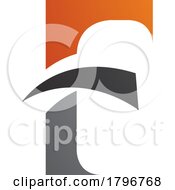 Poster, Art Print Of Orange And Black Letter F Icon With Pointy Tips