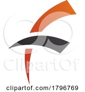 Poster, Art Print Of Orange And Black Letter F Icon With Round Spiky Lines