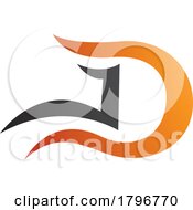 Poster, Art Print Of Orange And Black Letter D Icon With Wavy Curves