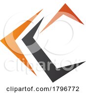 Poster, Art Print Of Orange And Black Letter C Icon With Pointy Tips