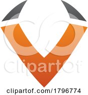 Orange And Black Horn Shaped Letter V Icon