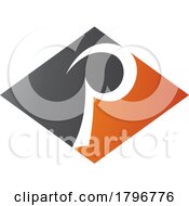 Orange And Black Horizontal Diamond Letter P Icon