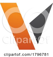 Poster, Art Print Of Orange And Black Geometrical Shaped Letter V Icon