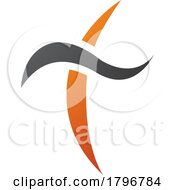 Poster, Art Print Of Orange And Black Curvy Sword Shaped Letter T Icon