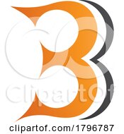 Poster, Art Print Of Orange And Black Curvy Letter B Icon Resembling Number 3