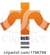 Poster, Art Print Of Orange And Black Cross Shaped Letter T Icon