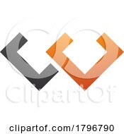 Orange And Black Cornered Shaped Letter W Icon