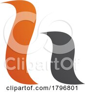 Poster, Art Print Of Orange And Black Calligraphic Letter H Icon
