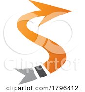 Poster, Art Print Of Orange And Black Arrow Shaped Letter S Icon