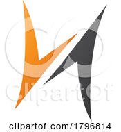 Poster, Art Print Of Orange And Black Arrow Shaped Letter H Icon