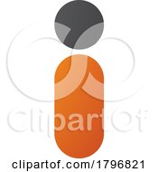 Poster, Art Print Of Orange And Black Abstract Round Person Shaped Letter I Icon