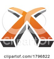 Poster, Art Print Of Orange And Black 3d Shaped Letter X Icon