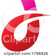 Magenta And Red Curved Spiky Letter D Icon
