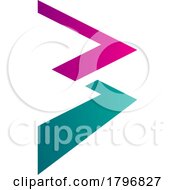 Magenta And Persian Green Zigzag Shaped Letter B Icon