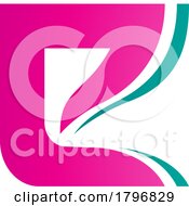 Poster, Art Print Of Magenta And Persian Green Wavy Layered Letter E Icon