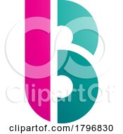 Poster, Art Print Of Magenta And Persian Green Round Disk Shaped Letter B Icon