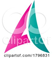 Magenta And Persian Green Paper Plane Shaped Letter A Icon