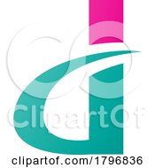 Magenta And Persian Green Curvy Pointed Letter D Icon