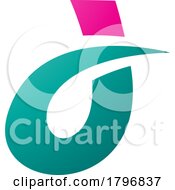Poster, Art Print Of Magenta And Persian Green Curved Spiky Letter D Icon