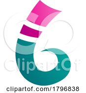 Magenta And Persian Green Curly Spike Shape Letter B Icon