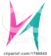Magenta And Persian Green Arrow Shaped Letter H Icon
