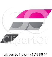 Poster, Art Print Of Magenta And Grey Letter F Icon With Horizontal Stripes