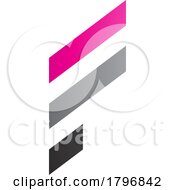 Poster, Art Print Of Magenta And Grey Letter F Icon With Diagonal Stripes