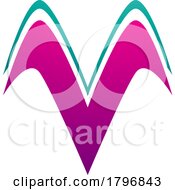 Poster, Art Print Of Magenta And Green Wing Shaped Letter V Icon