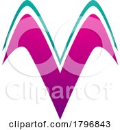 Magenta And Green Wing Shaped Letter V Icon