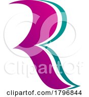 Poster, Art Print Of Magenta And Green Wavy Shaped Letter R Icon