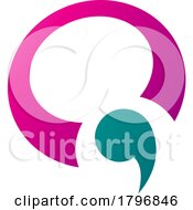 Poster, Art Print Of Magenta And Green Comma Shaped Letter Q Icon