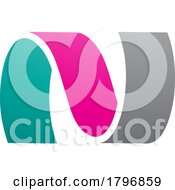 Poster, Art Print Of Magenta And Green Wavy Shaped Letter N Icon