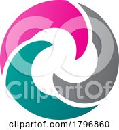 Poster, Art Print Of Magenta And Green Wave Shaped Letter O Icon