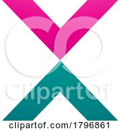 Magenta And Green V Shaped Letter X Icon
