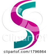 Poster, Art Print Of Magenta And Green Twisted Shaped Letter S Icon
