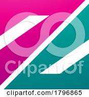 Poster, Art Print Of Magenta And Green Triangular Square Shaped Letter Z Icon