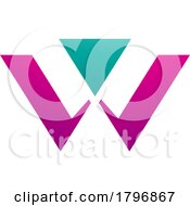 Poster, Art Print Of Magenta And Green Triangle Shaped Letter W Icon